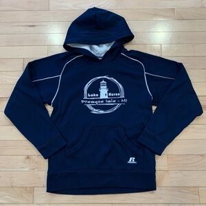 Presque Isle Michigan Lake Huron youth size medium navy hoodie hooded sweatshirt